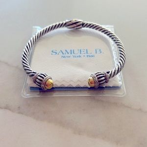 Samuel B 14k Gold and Sterling Silver Hinged Cable Bracelet